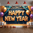 thumbnail image 2 of Balloon Design Happy New Year Banner Gift Box Glitter Decor Festive Backdrop for Holiday Party Event Celebration, 2 of 5