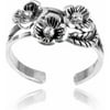 Women's Sterling Silver Flower Adjustable Toe Ring