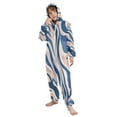 thumbnail image 5 of Vzayyk 4T-14Y Size Aviliable Cozy One-Piece Footless Sleeper Pajama Blue and Beige Wavy, 5 of 8