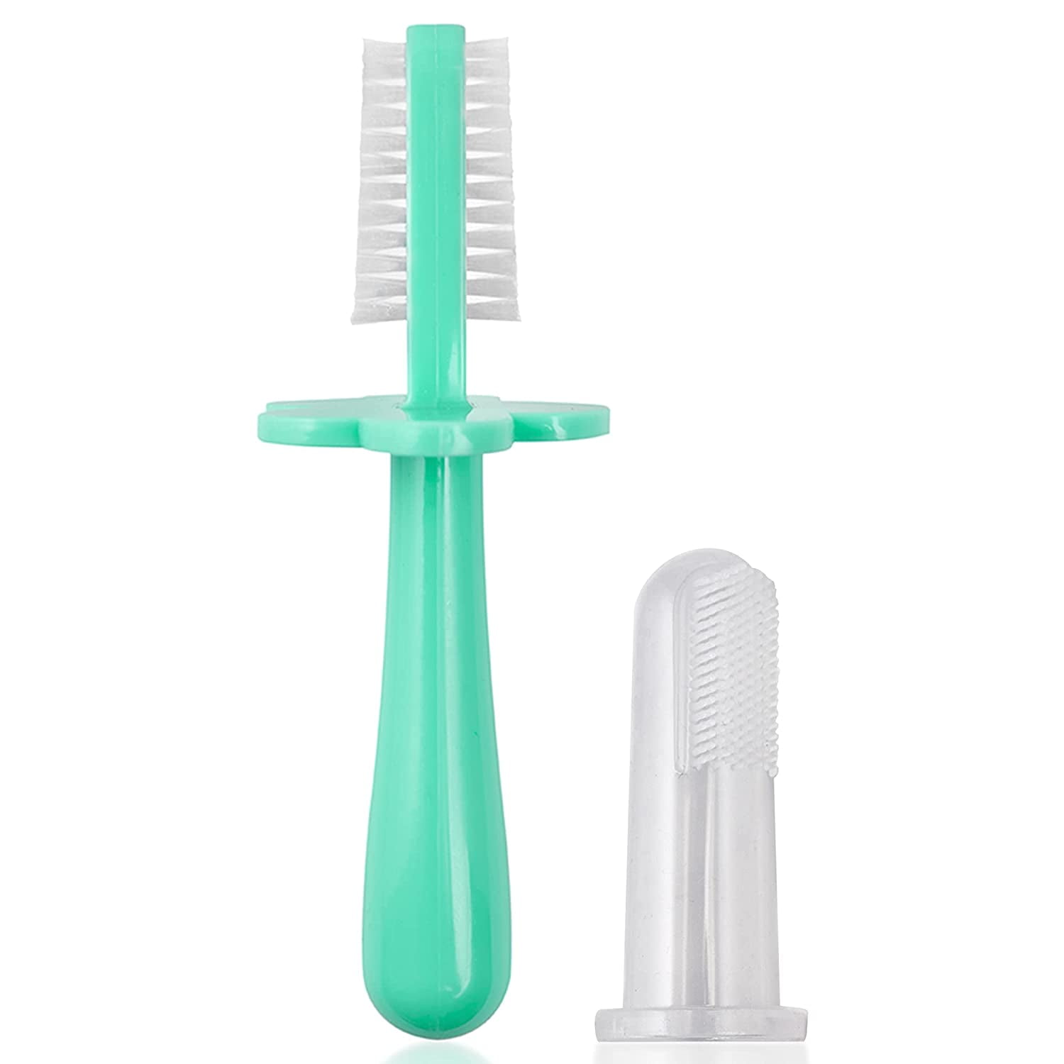 Grabease Baby and Toddler Double Sided Soft Bristle Toothbrush with Finger Brush