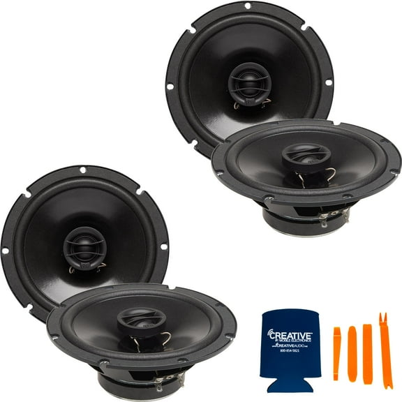 PowerBass Two Pairs of S-650T 6.5" OEM Shallow Mount Replacement Coaxial Speakers