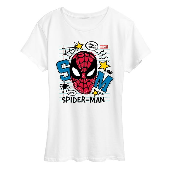 Marvel Spider-Man - Doodled Spidey - Ladies Short Sleeve Graphic T-Shirt