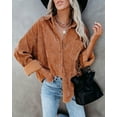 thumbnail image 2 of Plus Size Womens Corduroy Button Down Boyfriend Shirts Long Sleeve Oversized Blouses Tops Coat Solid Color, 2 of 4