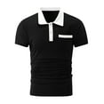 thumbnail image 4 of Golf Shirts for Men Color Block Pollover Men's Polo Shirts Short Sleeve Heathy Moisture Wicking Casual Collared Shirts Button Down with Pockets Polo T Shirts for Men, 4 of 5