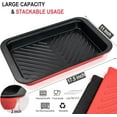 thumbnail image 2 of Bamboo Grilling Prep and Serve Trays with lid, BBQ Tray for Marinating Raw and Cooked Food, Diswasher Safe Nesting Trays Black in Red, 2 of 6
