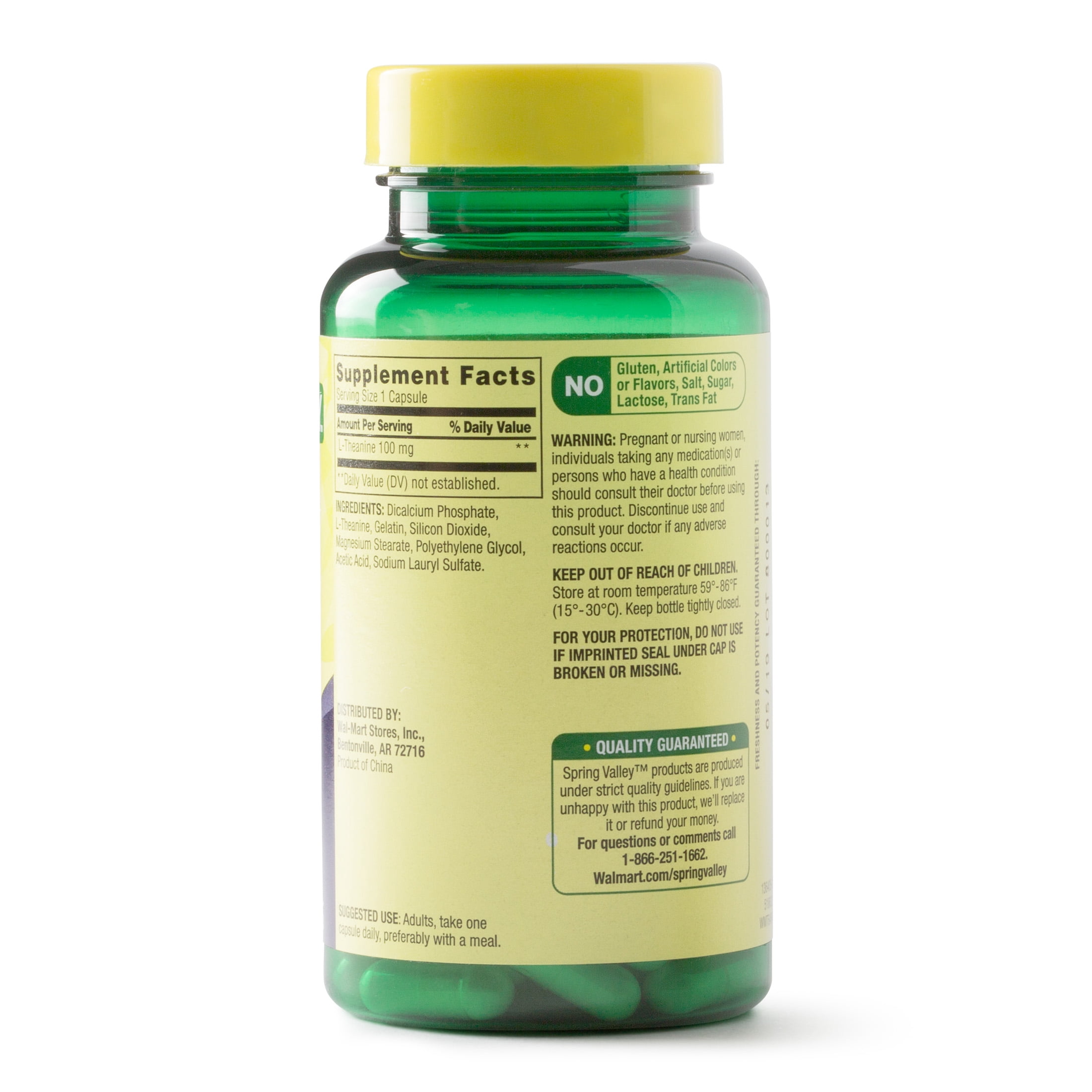 Spring Valley L Theanine Capsules 100 Mg 100 Count Walmart Com