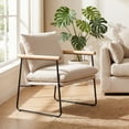 thumbnail image 7 of Vinform Modern Accent Chair, Arm Chair with Removable Cushion, Metal Frame for Living Room, Milk White, 7 of 7