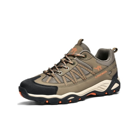 

UKAP Men s Hiking Shoe Outdoor Sneakers Lace Up Athletic Shoes Comfort Trainers Mens Trekking Lightweight Khaki 9.5