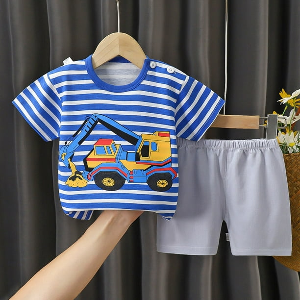 Ropa de verano para niños, Conjunto de camiseta y pantalón para bebé, traje de manga corta de dibujos animados, conjunto de 2 piezas qym unisex