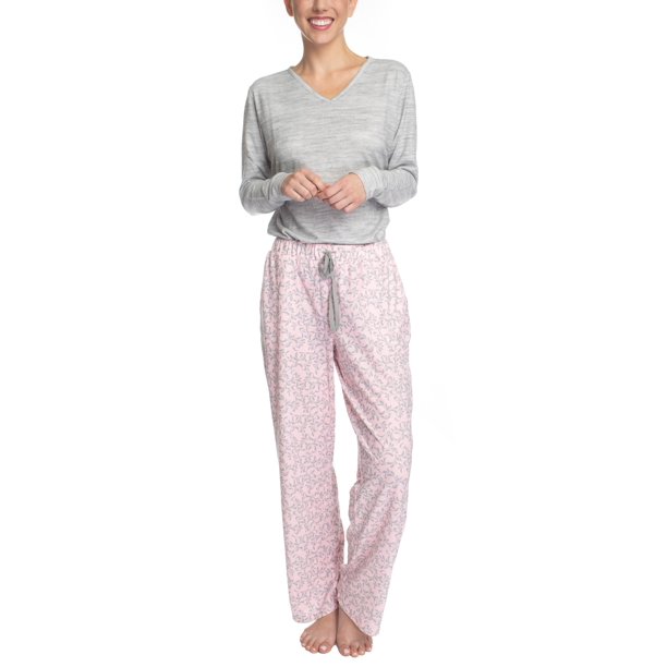 Hanes Women's Dreamscape Longsleeve Top and Pajama Bottom Butter Knit
