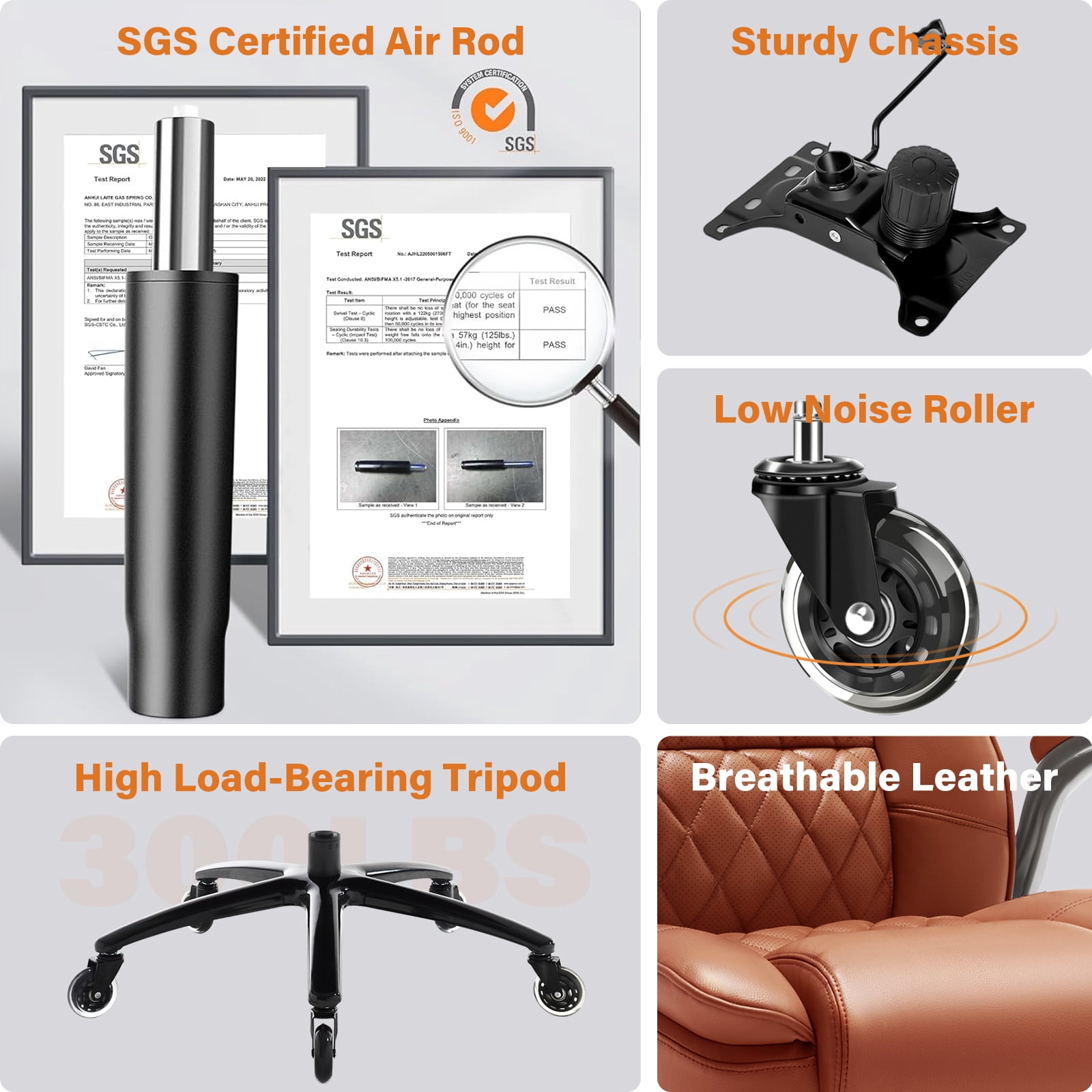 High Back Office Chair with Lumbar Support, Large Upholstered Executive Desk Chair, Faux Leather Computer Chair with Flip-up Arms, Rubber Wheels