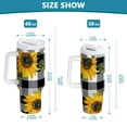 thumbnail image 3 of 40 oz Tumbler with Handle and Straw Lid Sunflower with Black White Plaid Vacuum Insulated Cup Leak-Proof for Water Iced Tea Coffee, 3 of 9