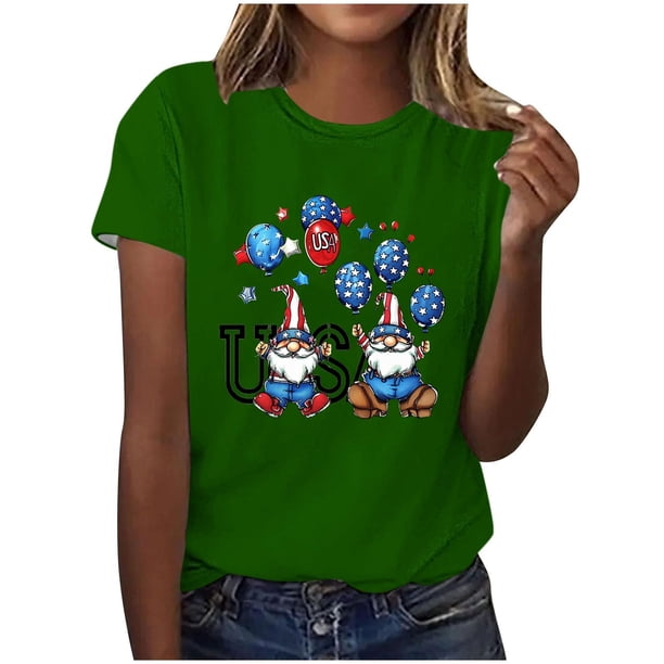 Tops de Ajuste Suelto para las Mujeres Sudadera Casual Impresa Manga Corta Cuello Redondo Superior, Poliéster