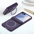 thumbnail image 5 of TECH CIRCLE for Galaxy Z Flip 7 2025 Magnetic Phone Case with Rotating Stand Grip Ring Holder, Compatible with MagSafe, Built-in Tempered Glass Screen Protector, Protective Slim Cover, Dark Purple, 5 of 7