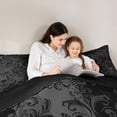 thumbnail image 4 of jejeloiu Moody Skull King Size Comforter Sets,Shadow Damask Comforters King Size For Adults,Grey Black,Black Reversible,3 Pieces,1 Comforter and 2 Pillowcases, 4 of 7