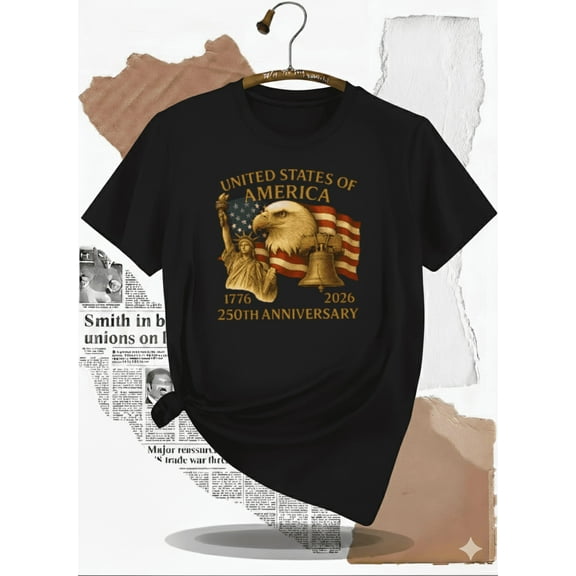 America 250th Anniversary Eagle Emblem Unisex T-Shirt Historic Celebration, up to size 5XL