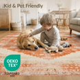 thumbnail image 4 of ODIKA 5'x7' Washable Area Rug Non-Slip, Low Pile, Stain Resistant Geometric Vintage Mid Century Distressed Border Interlocking for Guest Room, Lounge, Apartment, 4 of 7