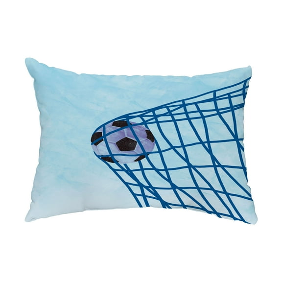 Simply Daisy, 14" x 20" Goal! Light Blue Abstract Decorative Outdoor Pillow