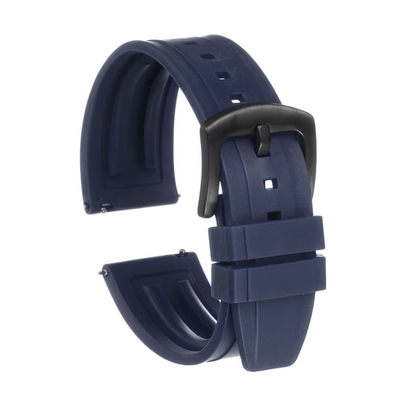Uxcell Rubber Watch Band 22mm Quick Release Fluororubber Watch Strap with Black Stainless Buckle for Men Women, Blue
