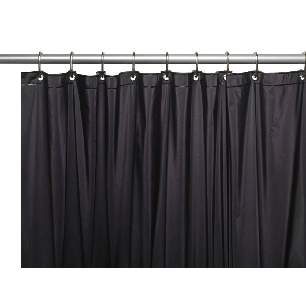 Black 3 Gauge Vinyl Shower Curtain Liner with Weighted Magnets and 