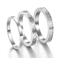 thumbnail image 1 of 3 Pcs 2MM 3MM Stainless Steel Rings for Men Women Silver Wedding Ring Simple Band A Set Size 7-11, 1 of 3
