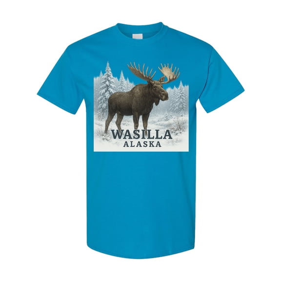 Inktastic Wasilla Alaska Moose Winter Scene T-Shirt