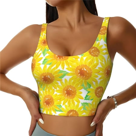 Matuu Sunflowers2 for Women s Sports Bra - Soft  Comfortable and Breathable Sports Vest for Yoga  Fitness  and Dance-XX-Large