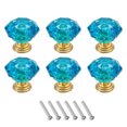 thumbnail image 1 of Perillas de cristal Uxcell de 6 piezas de 24 mm para cajones, tiradores para armarios, azul verde/dorado, 1 of 6
