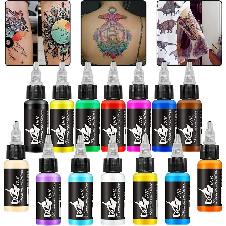 14Pcs Tattoo Ink Set 1 oz 30ml/Bottle Tattoo Inks Pigment Kit For 3D Makeup  Beauty Skin Body Art 