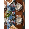 thumbnail image 5 of Table Runner Dresser Scarves Christmas Snowman Holly and Bird Cotton Linen Burlap Table Cover Farm Winter Snowy Scene Table Runners for Family Kitchen Dining Holiday Party Banquet Decor, 5 of 5