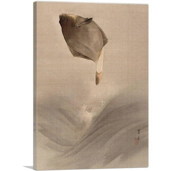 ARTCANVAS Jumping Fish 1887 Canvas Art Print by Watanabe Seitei - Size: 40" x 26" (1.50" Deep)