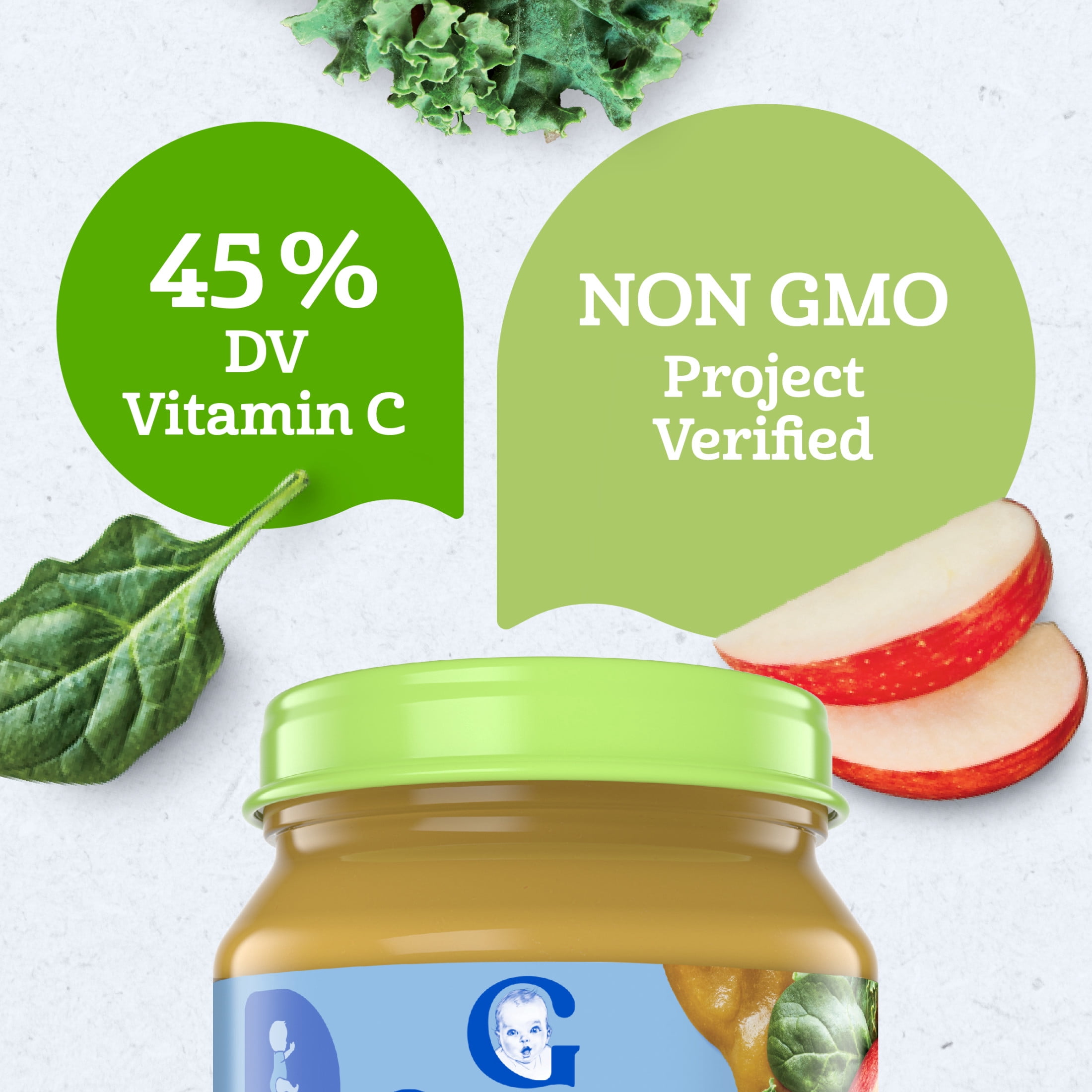 (12 pack) Gerber Organic Stage 2 Baby Food Puree, Apple Spinach Kale, 4 oz Jar