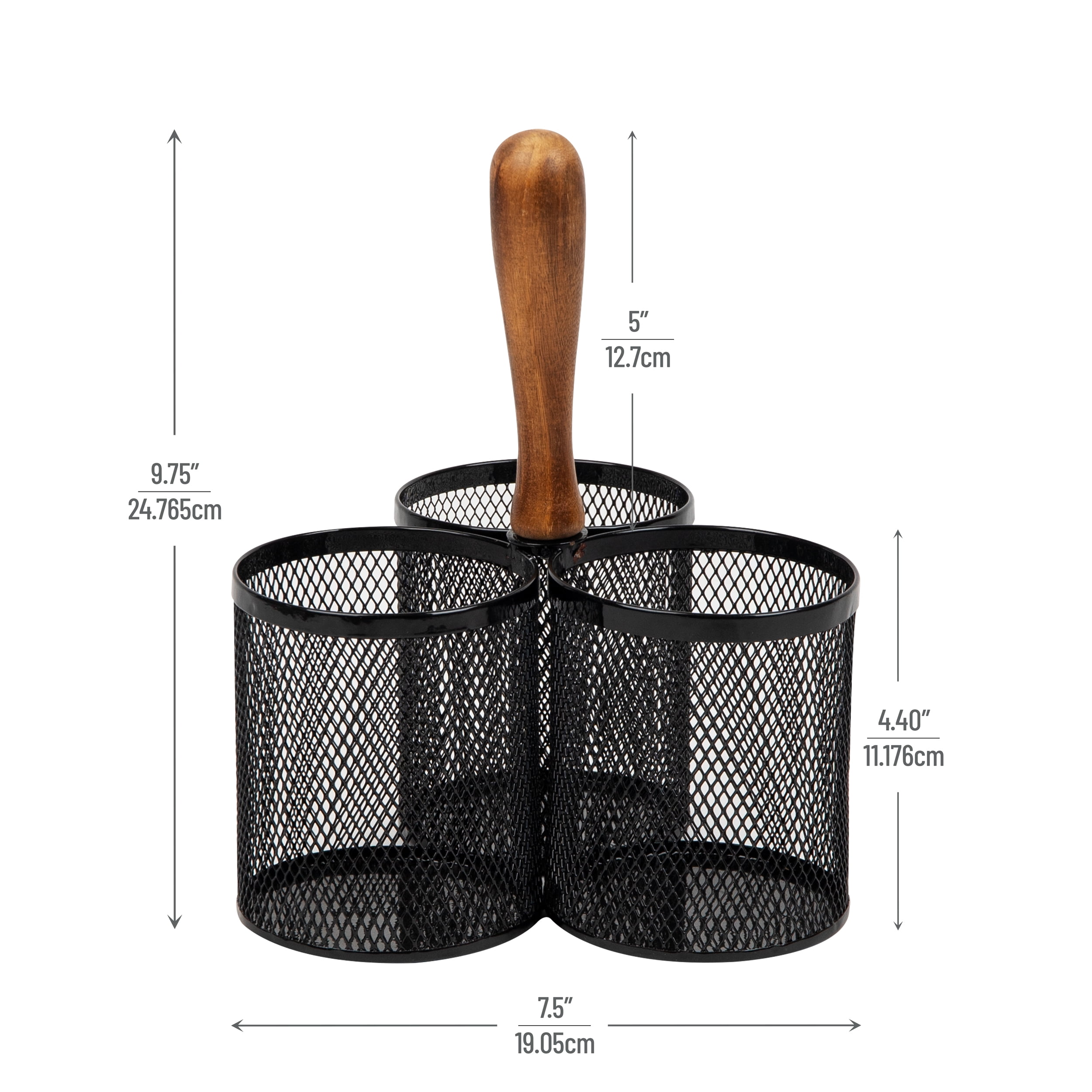 Mind Reader Utensil Holder, Silverware Organizer, Caddy, Metal, 7.5"L x 7.5"W x 9.75"Height, Black