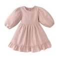 thumbnail image 2 of HOMADLES Girls Long Sleeve Dress A-Line Casual Solid Layering Swing Skirt for Girls Comfortable Soft Dress Pink 4 T, 2 of 5