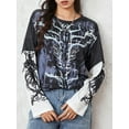 thumbnail image 4 of Michellecmm  Women Grunge T-Shirt Vintage Skull Print Long Sleeve Tops Streetwear, 4 of 9