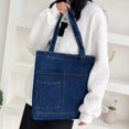 thumbnail image 4 of Jiibva Vintage Denim Splicing Shoulder Bag For Women Fashion Bags Casual Large Capacity Canvas Tote Underarm Shopper Bag, 4 of 7