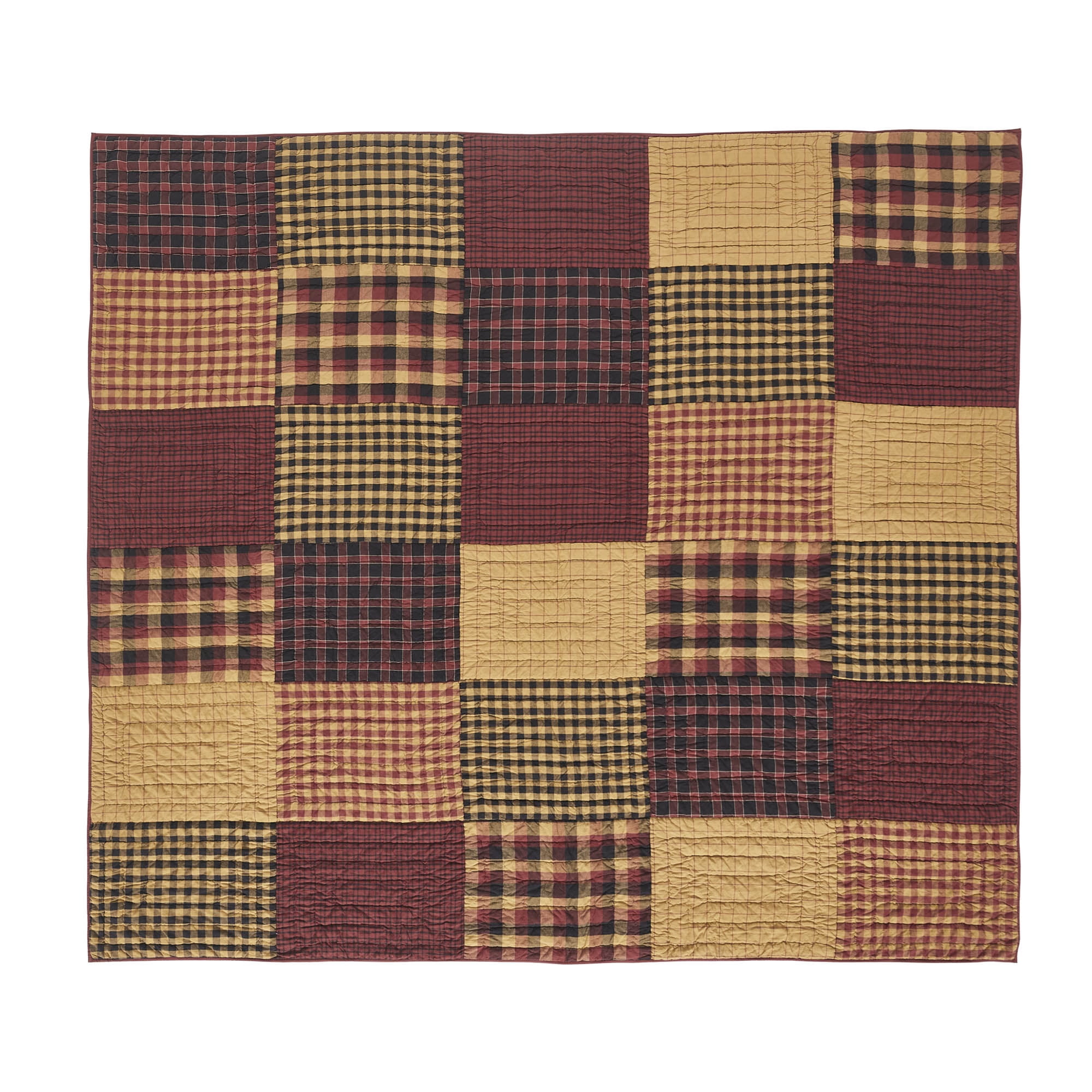 VHC Brands Quilt King, Cotton Quilt, Country Bedding, Connell Collection, Size - 97x106, Burgundy