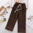 thumbnail image 4 of Kids Clothes Girls Casual Corduroy Wide Leg Sweatpants Elastic Waist Joggers Pants with Drawstring Size 5-15, 4 of 6