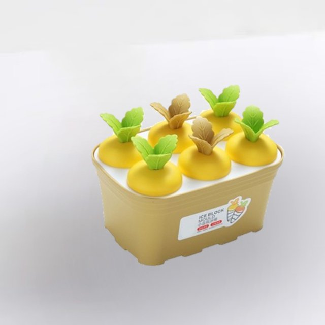Oleegame 1PC Baby Popsicle Molds Set Carrot Shaped Sticks Ice Silicone Maker Easy Release Ice Easy Release Ice Reusable Maker Yellow