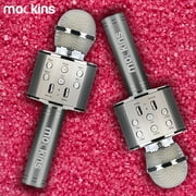 Mockins Silver Portable Bluetooth Karaoke Microphone | Mic & Bluetooth Speaker | Compatible with IOS and Android Devices