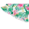 thumbnail image 3 of Beezizac Girls' Short Sleeve Pajama Set All-Over Lily Flower Leaf Print Bow Tie Ruffled Trim Soft Kids Sleepwear Size 12, 3 of 4