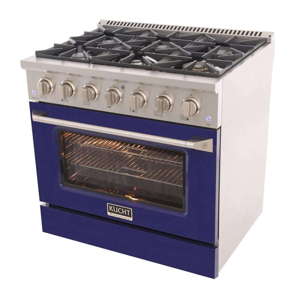 Pemberly Row 36" 5.2 cu. ft. Dual Fuel Range Propane Gas Sealed Burners in Blue