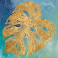 thumbnail image 2 of Pinto, Patricia 12x12 Gold Ornate Wood Framed with Double Matting Museum Art Print Titled - Teal Gold Leaf Palm II, 2 of 4