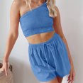 thumbnail image 1 of Mujeres Lounge Shorts Crop Tops Sin mangas Trajes de verano de dos piezas (Azul L) FLhrweasw Para estrenar, 1 of 7