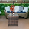 thumbnail image 4 of EasingRoom Outdoor Wicker Side Table with Glass Top, Ptaio Wicker Furniture, Outdoor End Table, Sturdy Frame and Weather Resistant, 4 of 7