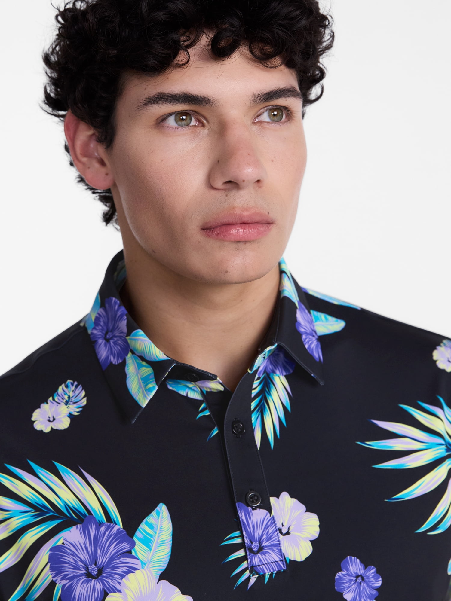 Birdie Bound Men's and Big Men's Printed Bloom Flowers Polo Shirt, Sizes XS-4XLT