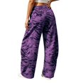 thumbnail image 5 of Women Tiger Stripe Printed Wide Leg Casual Pants Elastic Drawstring Waist Pants With Side Pockets Loose Trousers For Daily Autumn Winter Wear, 5 of 7