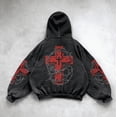thumbnail image 3 of Sudadera con capucha y cruz de calavera gótica Harajuku para hombre, estilo hip-hop, punk, Y2K, patrón exquisito, personalizada, de algodón, camiseta de cuello redondo para calle, 3 of 4
