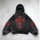 thumbnail image 3 of Sudadera con capucha y cruz de calavera gótica Harajuku para hombre, estilo hip-hop, punk, Y2K, patrón exquisito, personalizada, de algodón, camiseta de cuello redondo para calle, 3 of 4