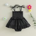thumbnail image 4 of TOWED22 Girl Newborn Baby Girls Romper Dress Ruffle Sleeve Letter Printed Lace Tutu Skirted Cute Summer Clothes Black,6-12 M, 4 of 8